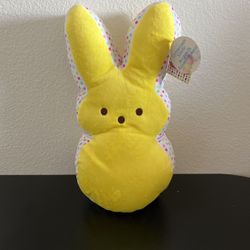 Peeps Plush Easter Bunny Rabbit Yellow With Polka Dots 16"