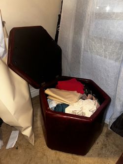 Dark Red Leather Storage