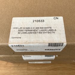 15,000 Laser/InkJet Self Adhesive Label/ 30 Labels Per Sheet/ 500 Sheets per box