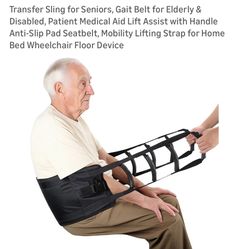 6М- Transfer Sling for Seniors, Gait Belt for Elderly & Disabled, Patient Medical Aid Lift Assist with Handle Anti-Slip Pad Seatbelt, Mobility Lifting