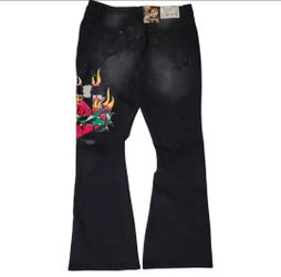 Ed Hardy low rise bootcut women's black jeans Size XL 34