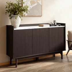 Modi Wenge Wood Sideboard Cabinet with Faux Marble Top, 47" ,IF2672
