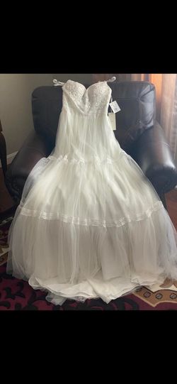 Davids Bridal A Line Tiered Tulle Wedding Dress