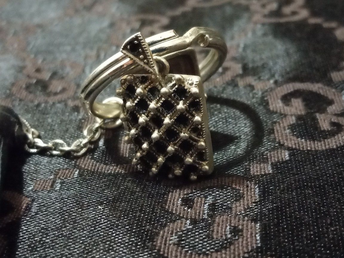 Vintage 925 Sterling Silver Locket Key Ring 