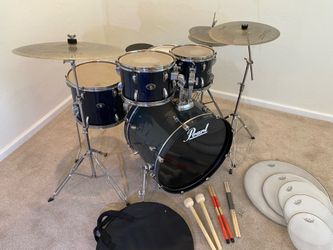 Pearl Tama drum set complete 5 piece 22 10 12 14 14” quiet cymbals stands new throne new Remo practice heads $360 cash 2401 n Euclid ave Upland 91784