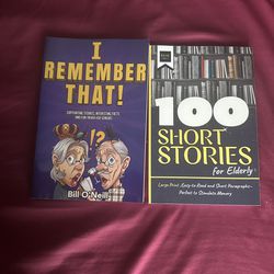 2 PBs for seniors. 100 Short Stories for Elderly + I Remember That! Like new.