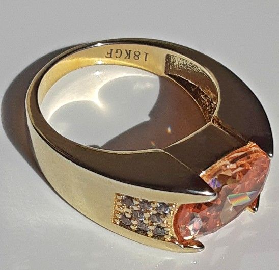 Men's Gold Filled Champagne Citrine Ring Size 9