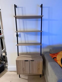 Wall-Mounted Ladder Shelf with Cabinet