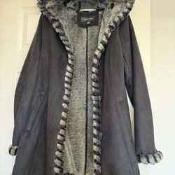 Winter Coat - Black Suede