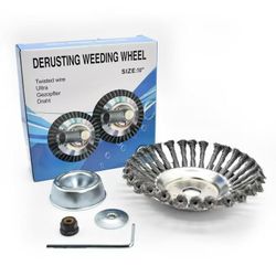 10 inch Steel Wire Wheel Brush Grass Trimmer Head Weed Cleaning Garden Cutter