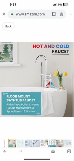 Brewst Contemporary Freestanding Polished Chrome Bathtub Filler Faucet and Handheld Shower Sh46