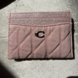 Coach Pink Denim Card Case Wallet