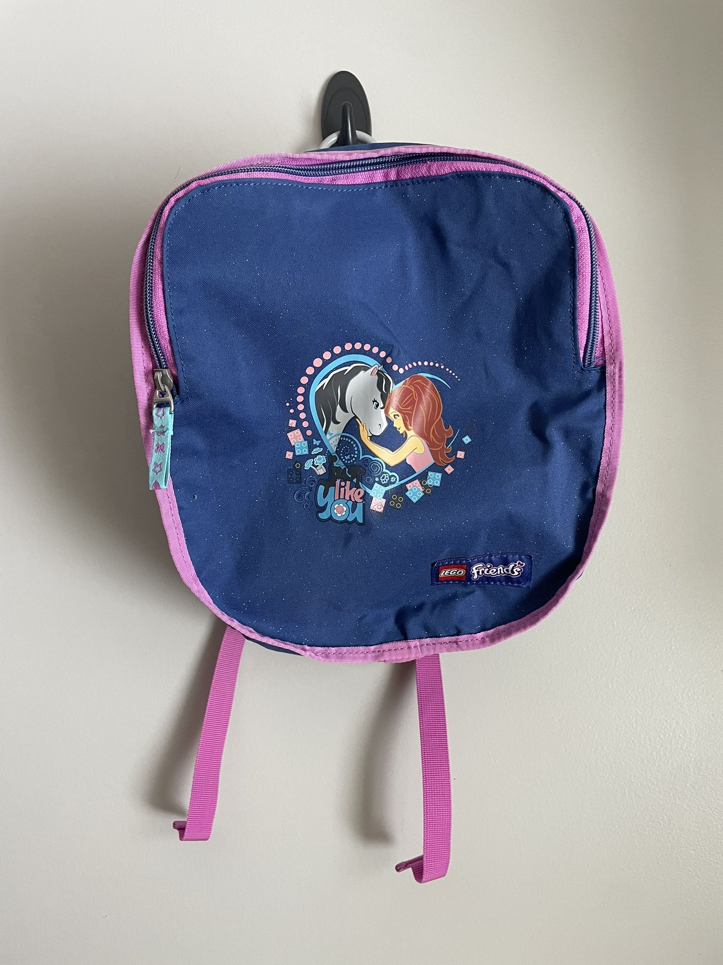 Lego Friends Storage & Travel Backpack Blue Purple Sparkle Girl & Gray Pony