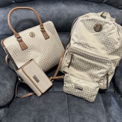 Tommy Hilfiger Tan Purse, Back Pack Collection 