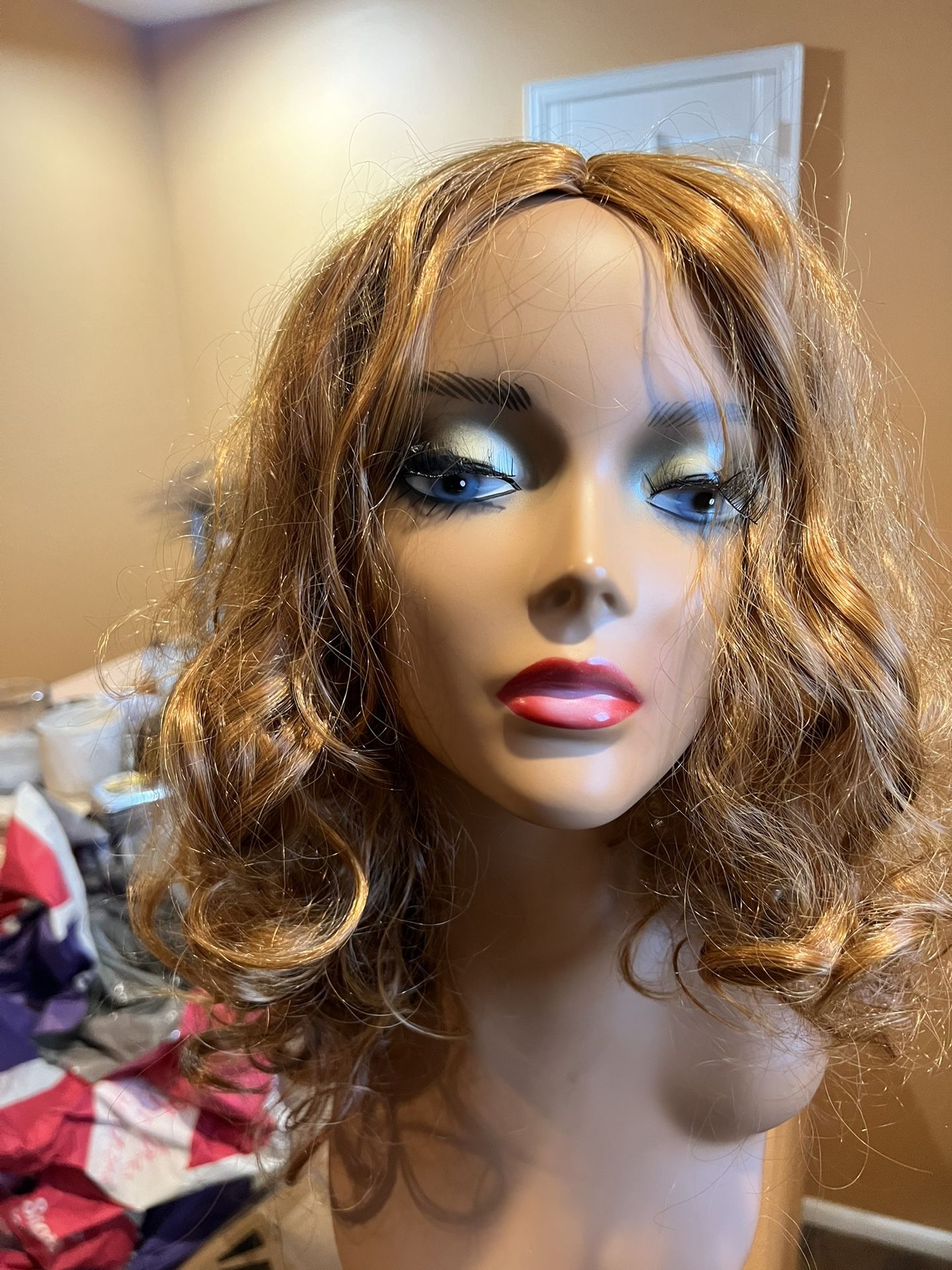 14-18 inch Curly Synthetic mixed cooper Wig for any occasion.  New no tags