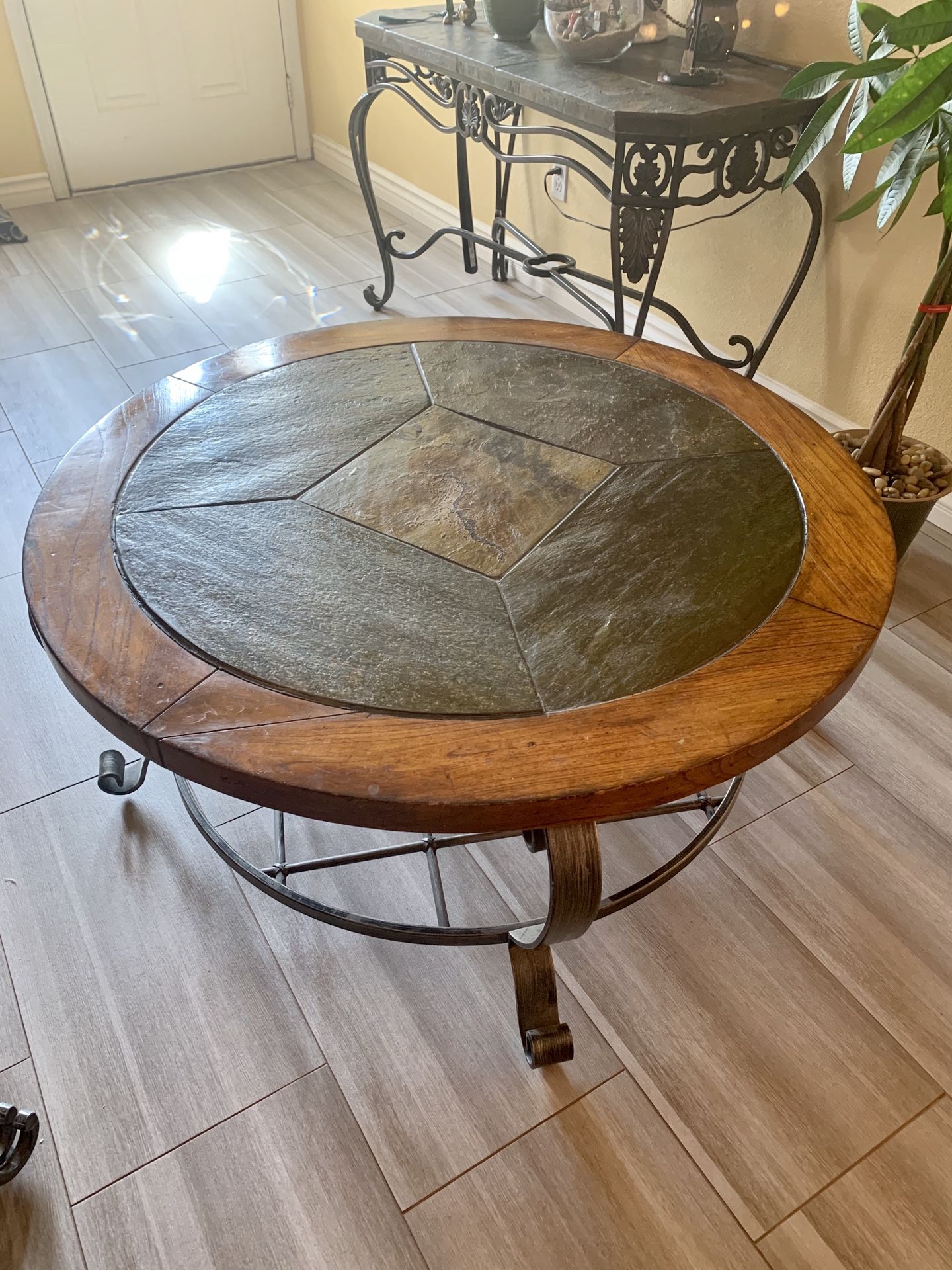 Coffee Table Slate and Metal