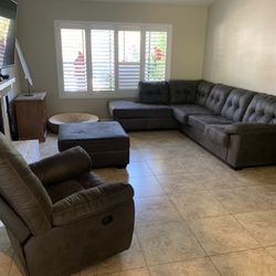 Sectional Sofa Ottoman And Recliner Set