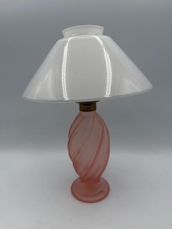 VINTAGE Silverstri Pink Satin Swirl Tea Light Lamp Glass Shade