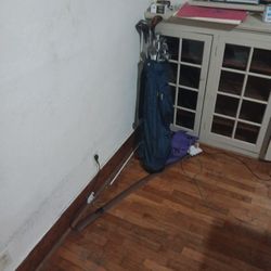 Used Golf clubs And Bag Blue Nylon 
