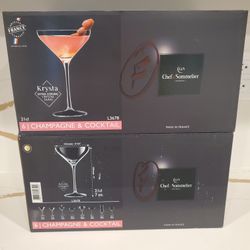 NEW Lot of 12 Chef & Sommelier C & S Crystal Glass Glasses Krysta Champagne & Cocktail France 