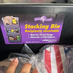 6  Black Storage Stacking Bin 