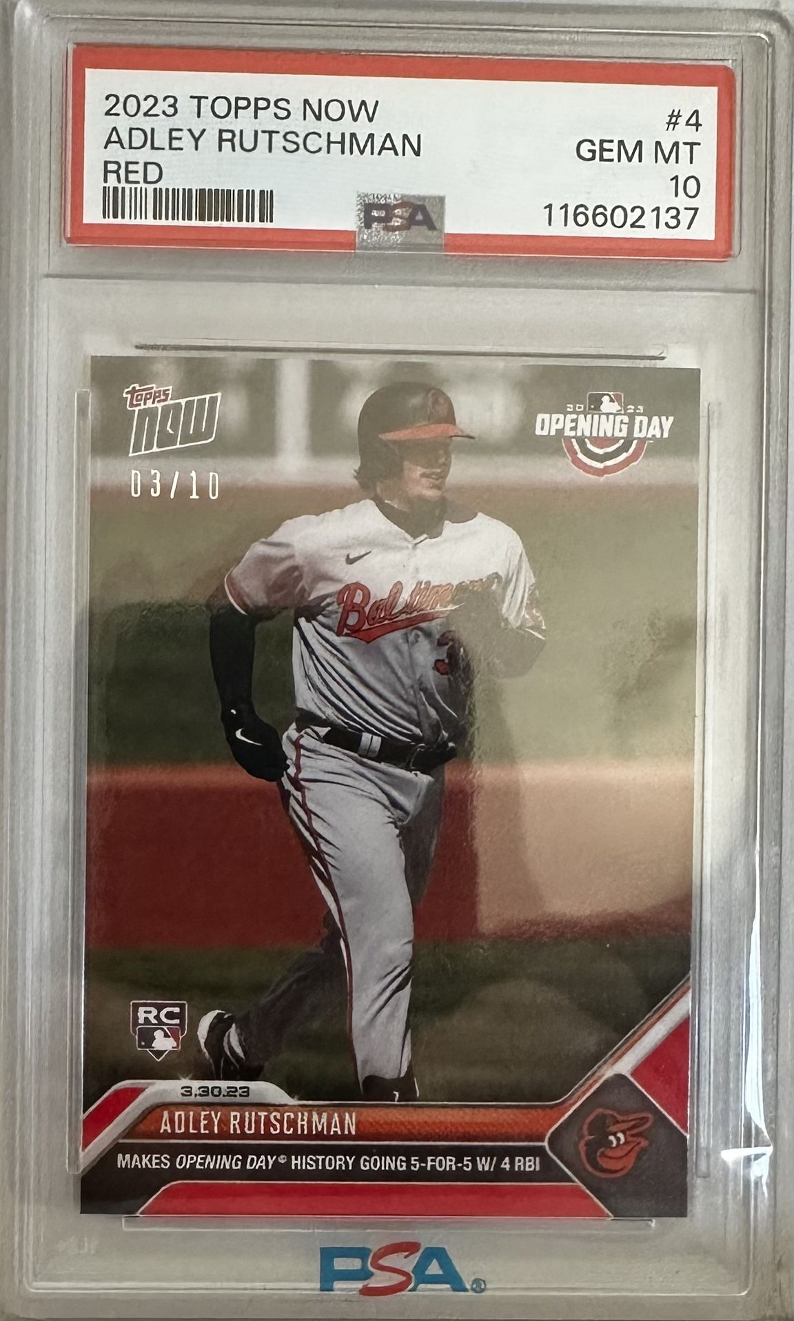 Rutschman 2023 Topps Now Graded Baseball Card