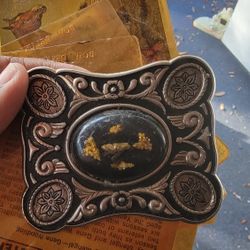 Vintage Western Belt Buckle With Gold Nuggets 