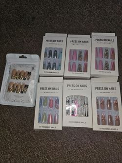 Professional Decorated Stiletto Press-On Nails – 7 Sets
