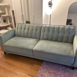 Light Blue Velvet Couch Sleeper Sofa