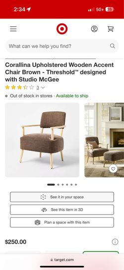 2 chairs with ottoman Corallina Upholstered Wooden Accent Chair Brown - Threshold™ designed with Studio McGee
