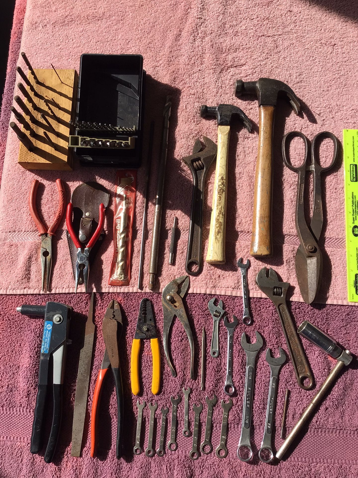 Vintage Tools Drill Bits, Adjustable & Combination Wrenches, Pliers, Tin Snips, Slip-Joints, Hammers