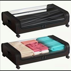 New 2-Pack Heavy-Duty Metal Under Bed Storage with Wheels