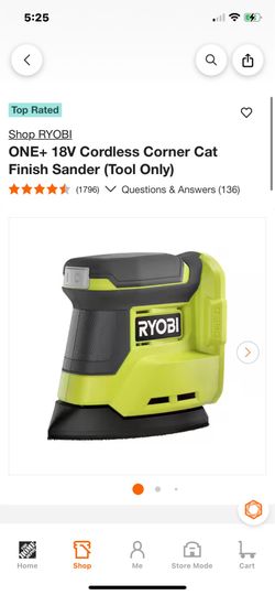 RYOBI ONE+ 18V Cordless Corner Cat Finish Sander (Tool Only