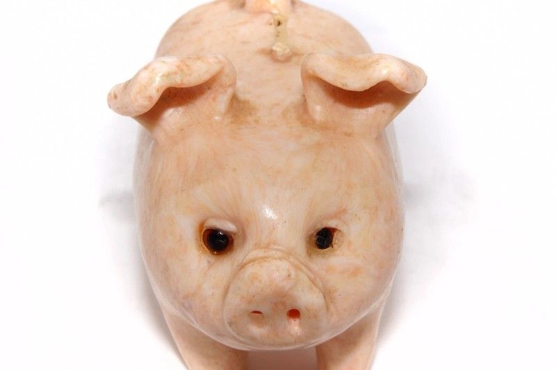 Vintage San Francisco Candle Company Wax Pig Candle, Never Burned 3” Marble Tone