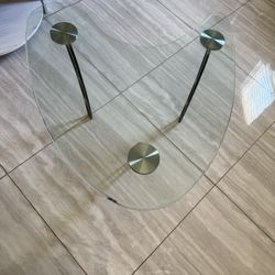Modern Glass Coffee Table – Sculptural Metal Legs 