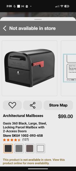 Architectural Mailboxes Oasis 360 Black Large Locking Parcel Mailbox