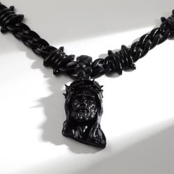 Black Acrylic Custom Barbed Link Christ  Chain 