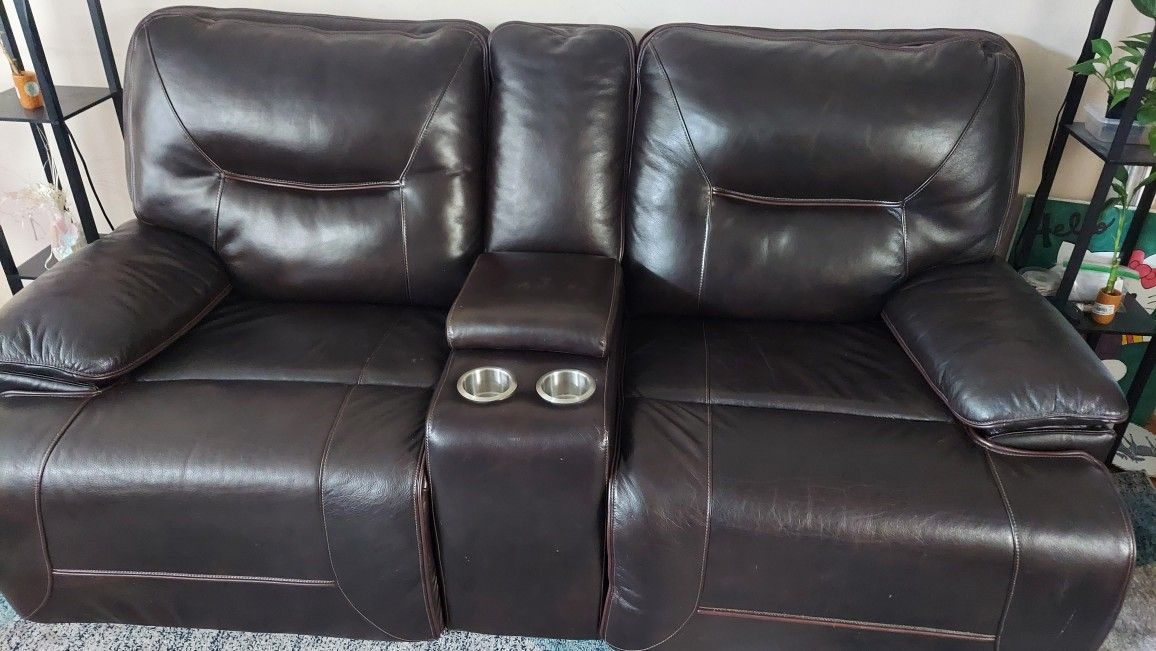 Genuine Leather Sofa Set - like new!