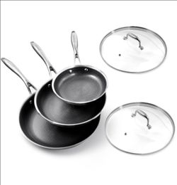 Deluxe hybrid Frying Pan Set with Glass Lids  set 8,10,12  inchn