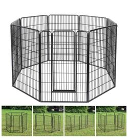 Heavy Duty Dog Playpen 8-Panel Pet Gate Crate Kennel Cage Fence Pen - Pet Supply - Independence Day Sale