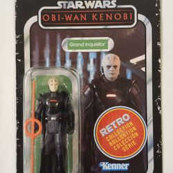 RETRO KENNER CARD. STAR WARS RETRO COLLECTION. OBI-WAN KENOBI.  GRAND  INQUISITOR 3.75 " ACTION FIGURE.