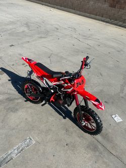 49cc 2-Stroke Gas Dirt Bike for Kids 8-14, Mini Dirtbike with Dual Disc Brakes, Pull Start, Off-Road Tires, 25MPH Max Speed, Youth Motocross Pit Bik