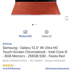 Samsung ChromeBook 13.3 inch (256GB, Intel Core i5-10210U, 1.60Ghz, 8GB)...