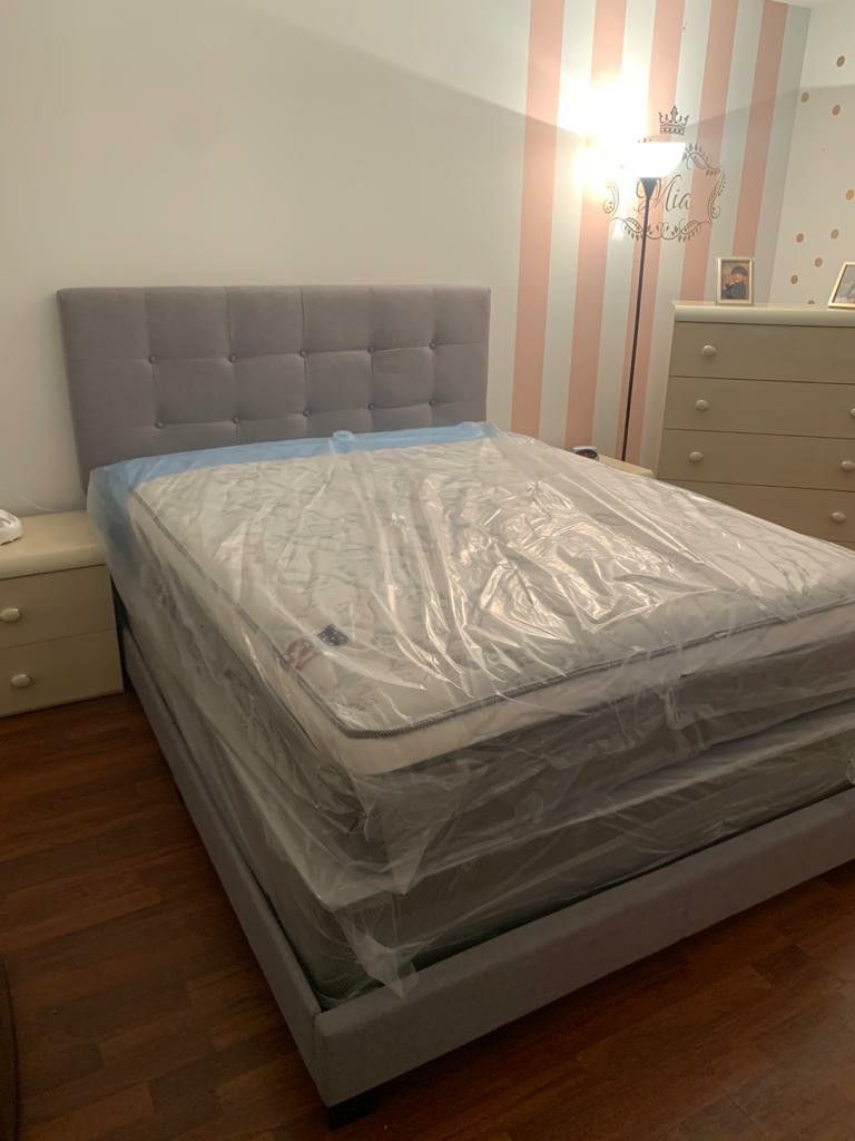 New queen mattress pillowtop and box spring BED FRAME IS NOT INCLUDED