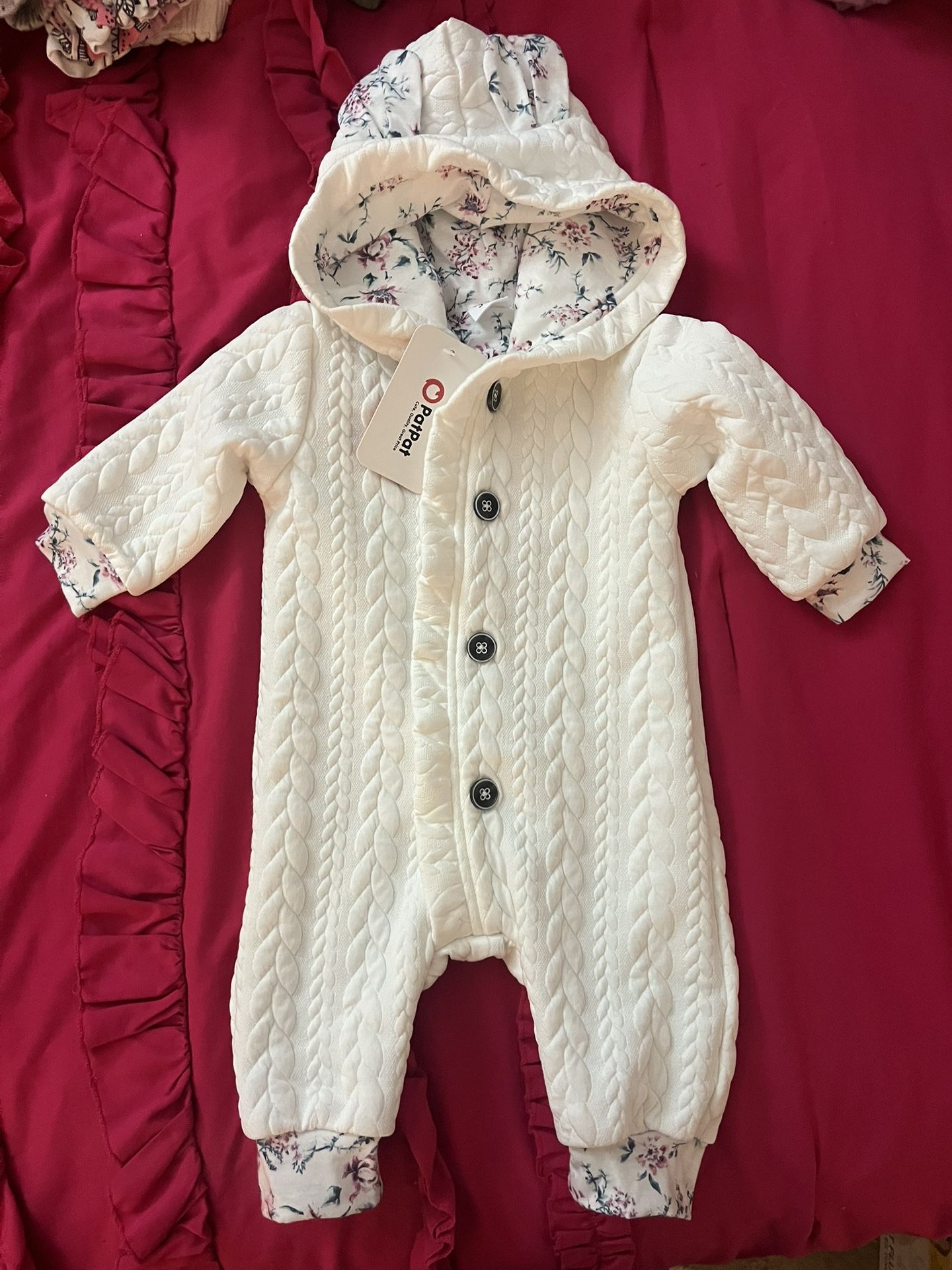 Baby Girl Bunny Ear Hooded Long Sleeve Sweater Jumpsuit Romper Size 3-6 Months