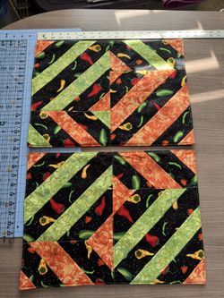 Set Of 2 Large Chili Peppers Placemats/ Casserole Dish Hot Pads