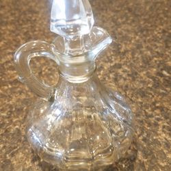 Glass oil decanter / small jar with lid