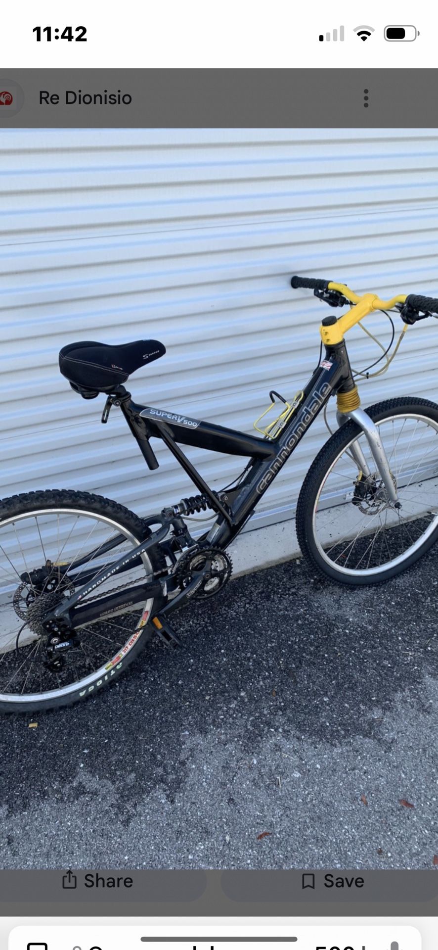 Rare Cannondale Super V 500 Full Suspension Bike In Black And Yellow!