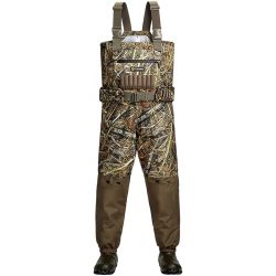 Tidewe AquaWade Men’s Breathable Waders | Lightweight Waterproof Camo Durable Nylon Hunting Bibs | Bootfoot Chest Waders with Insulated Boots for Duck