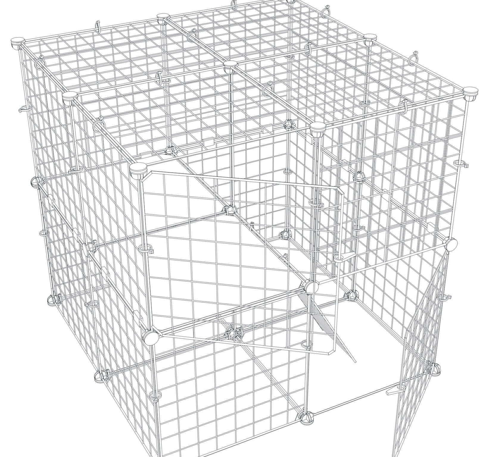 Small Pet Playpen 2 Tier DIY Metal Grid Playpen Partially Set up, never used. 1385 O41404